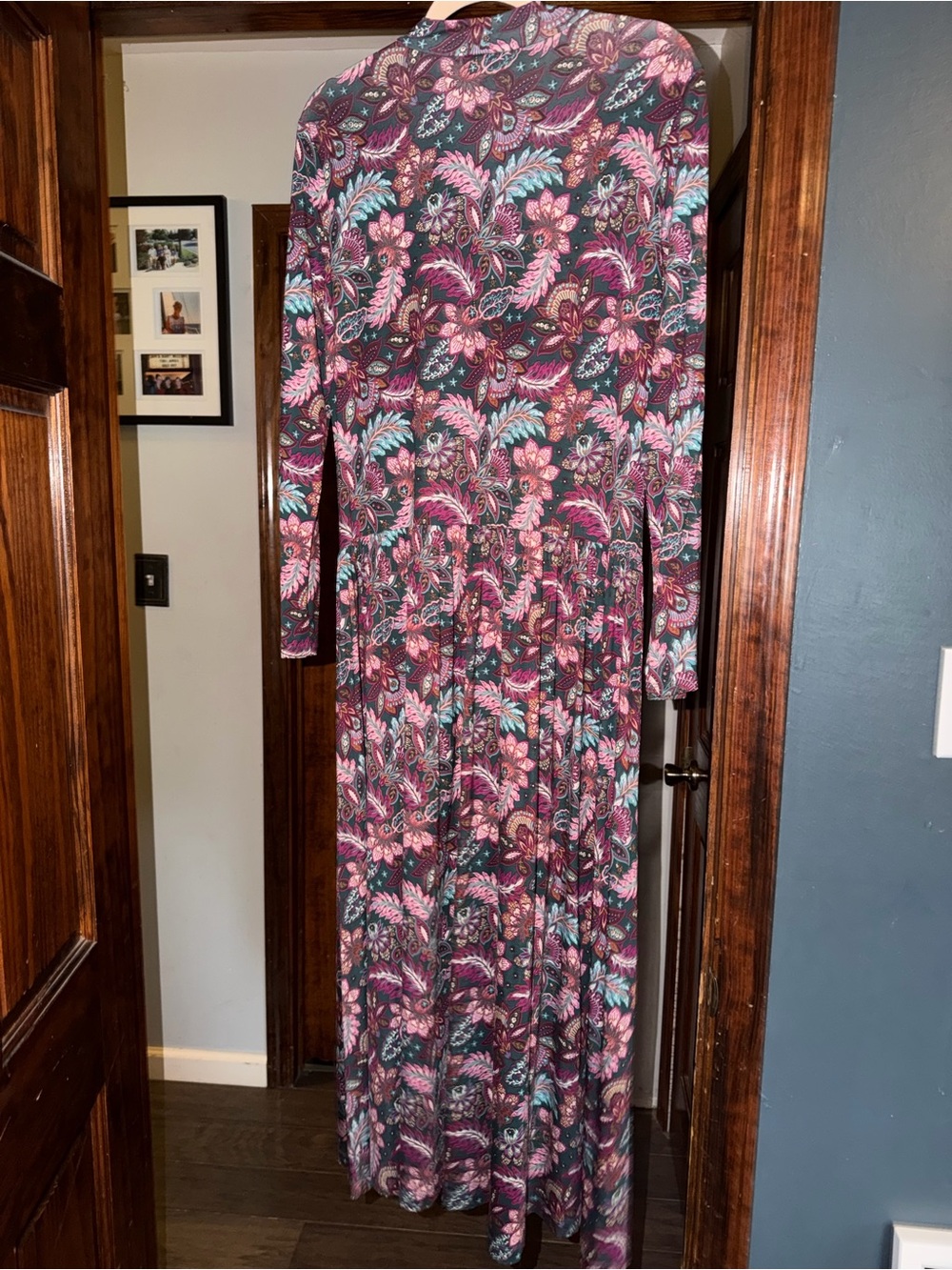 LOFT Purple Floral Long-Sleeve Maxi Dress - Picture 3 of 4